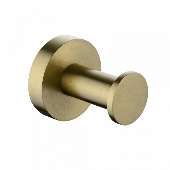 Euro Pin Lever Round Brushed Yellow Gold Stainless Steel Robe Hook Wall Mounted